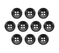 sourcing map 10pcs Resin Sewing Button, 15mm 5/8-Inch 4 Holes Round Pattern Flatback Buttons for Coat, Suits, Clothes Garment & DIY Crafts, 4#Black