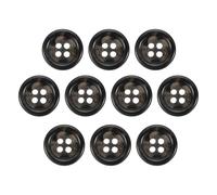 sourcing map 10pcs Resin Sewing Button, 15mm 5/8-Inch 4 Holes Round Pattern Flatback Buttons for Coat, Suits, Clothes Garment & DIY Crafts, 5#Black