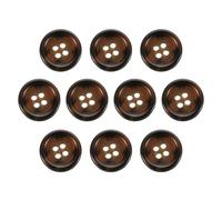 sourcing map 10pcs Resin Sewing Button, 18mm 11/16-Inch 4 Holes Round Pattern Flatback Buttons for Coat, Suits, Clothes Garment & DIY Crafts, 5#Coffee Brown