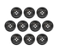 sourcing map 10pcs Resin Sewing Button, 23mm 7/8-Inch 4 Holes Round Pattern Flatback Buttons for Coat, Suits, Clothes Garment & DIY Crafts, 5#Black