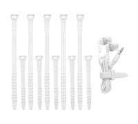 sourcing map 10pcs Reusable Cable Ties 4.45" 7.09" Silicone Adjustable Zip Ties Straps for Electrical Cords Organizer Earphones Phone Charger Home Office Table Desk, White