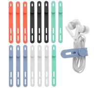sourcing map 10pcs Reusable Cable Ties 4.65" Silicone Adjustable Zip Ties Straps for Electrical Cords Organizer Earphones Phone Charger Home Office Table Desk, Multicolor