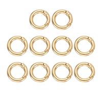 sourcing map 10Pcs Round Spring Snap Hooks, 12.6mm O Rings Buckle Clips Round Keyring Keychain Clip for Bags Purses DIY Chain Extender Accessory, Matte Gold
