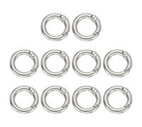 sourcing map 10Pcs Round Spring Snap Hooks, 12.6mm O Rings Buckle Clips Round Keyring Keychain Clip for Bags Purses DIY Chain Extender Accessory, Matte Nickel