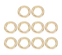 sourcing map 10Pcs Round Spring Snap Hooks, 15.8mm O Rings Buckle Clips Round Keyring Keychain Clip for Bags Purses DIY Chain Extender Accessory, Matte Gold