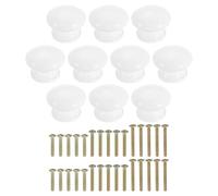 sourcing map 10Pcs Round Wood Drawer Knob, 1 1/4" Round Cabinet Knobs Mushroom Shape Paint Surface Wooden Knobs with Screws for Furniture Drawer Dresser Wardrobe Cupboard, White
