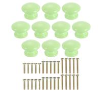 sourcing map 10Pcs Round Wood Drawer Knob, 1 1/4" Round Cabinet Knobs Mushroom Shape Paint Surface Wooden Knobs with Screws for Furniture Drawer Dresser Wardrobe Cupboard, Light Green