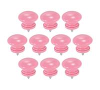 sourcing map 10Pcs Round Wood Drawer Knob, 1.26" x 0.98" Self-Tapping Solid Wood Handle Round Cabinet Knob Mushroom Shape Wooden Knobs for Furniture Dresser Wardrobe, Pink