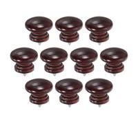 sourcing map 10Pcs Round Wood Drawer Knob, 1.3" x 1.02" Self-Tapping Solid Wood Handle Round Cabinet Knob Mushroom Shape Wooden Knobs for Furniture Dresser Wardrobe, Tea Red