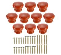 sourcing map 10Pcs Round Wood Drawer Knob, 1.57" x 1.1" Round Cabinet Knobs Mushroom Shape Paint Surface Wooden Knobs with Screws for Furniture Drawer Dresser Wardrobe Cupboard, Brown