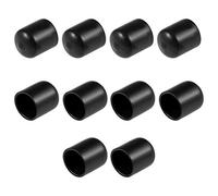 sourcing map 10pcs Rubber End Caps 18mm ID Vinyl Round End Cap Cover Screw Thread Protectors Black