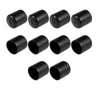 sourcing map 10pcs Rubber End Caps 30mm ID Vinyl Round End Cap Cover Screw Thread Protectors Black