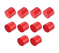 sourcing map 10pcs Rubber End Caps 38mm ID Vinyl Round End Cap Cover Screw Thread Protector Red