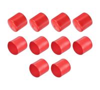 sourcing map 10pcs Rubber End Caps 44mm ID Vinyl Round End Cap Cover Screw Thread Protector Red