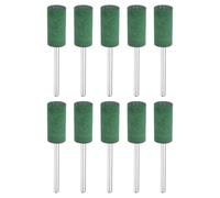 sourcing map 10pcs Rubber Polishing Bits, Rotary Buffing Bits with 10mm (3/8-inch) Mounted Cylindrical Head, 3mm (1/8-inch) Shank, for Metal, Jewelry, Stone, Rock Grinding, Green