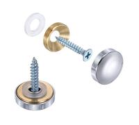 sourcing map 10Pcs Screw Covers Caps, Brass Dome Mirror Screws Decorative Caps Cover Nail Fasteners for Sign Advertising Hardware Construction, 18mm Diameter, Polished Silver
