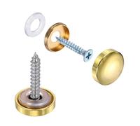 sourcing map 10Pcs Screw Covers Caps, Brass Dome Mirror Screws Decorative Caps Cover Nail Fasteners for Sign Advertising Hardware Construction, 16mm Diameter, Polished Gold