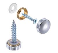 sourcing map 10Pcs Screw Covers Caps, Brass Dome Mirror Screws Decorative Caps Cover Nail Fasteners for Sign Advertising Hardware Construction, 12mm Diameter, Polished Silver