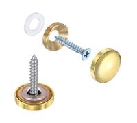 sourcing map 10Pcs Screw Covers Caps, Brass Dome Mirror Screws Decorative Caps Cover Nail Fasteners for Sign Advertising Hardware Construction, 18mm Diameter, Polished Gold