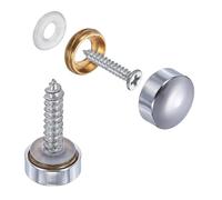 sourcing map 10Pcs Screw Covers Caps, Brass Dome Mirror Screws Decorative Caps Cover Nail Fasteners for Sign Advertising Hardware Construction, 10mm Diameter, Polished Silver