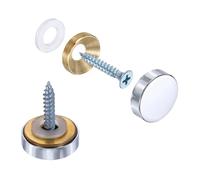 sourcing map 10Pcs Screw Covers Caps, Brass Flat Mirror Screws Decorative Caps Cover Nail Fasteners for Sign Advertising Hardware Construction, 19mm Diameter, Polished Silver