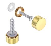 sourcing map 10Pcs Screw Covers Caps, Brass Flat Mirror Screws Decorative Caps Cover Nail Fasteners for Sign Advertising Hardware Construction, 10mm Diameter, Polished Gold