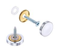 sourcing map 10Pcs Screw Covers Caps, Brass Flat Mirror Screws Decorative Caps Cover Nail Fasteners for Sign Advertising Hardware Construction, 25mm Diameter, Polished Silver