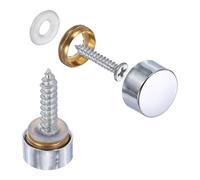 sourcing map 10Pcs Screw Covers Caps, Brass Flat Mirror Screws Decorative Caps Cover Nail Fasteners for Sign Advertising Hardware Construction, 10mm Diameter, Polished Silver