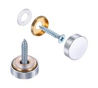 sourcing map 10Pcs Screw Covers Caps, Brass Flat Mirror Screws Decorative Caps Cover Nail Fasteners for Sign Advertising Hardware Construction, 16mm Diameter, Polished Silver