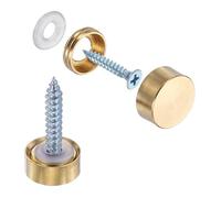sourcing map 10Pcs Screw Covers Caps, Brass Mirror Screws Decorative Caps Cover Nail Fasteners for Sign Advertising Hardware Construction, 12mm Diameter, Polished Copper