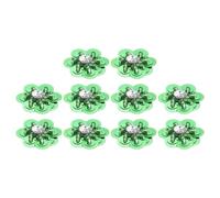 sourcing map 10Pcs Sequin Beaded Flowers Patches, 25mm Handmade Paillette Crystal Applique Sewing Beaded Flower Applique for Dress Bags Headband Decor, Green