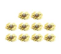 sourcing map 10Pcs Sequin Beaded Flowers Patches, 30mm Handmade Paillette Crystal Applique Sewing Beaded Flower Applique for Dress Bags Headband Decor, Champagne