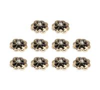 sourcing map 10Pcs Sequin Beaded Flowers Patches, Handmade Paillette Crystal Applique Sewing Beaded Flower Applique for Dress Bags Headband Decor, Coffee