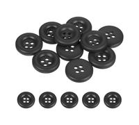 sourcing map 10pcs Sewing Button 18mm (11/16 Inch) 4 Holes Resin Thickened Round Crafting Replacement Buttons for Clothing DIY Crafts Decoration, Black