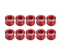 sourcing map 10pcs Single Chain Ring Bolts M8 Aluminum Alloy Bicycle Crankset Nuts Chainwheel Screw for Road Bike Mountain Bike, Red