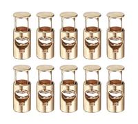 sourcing map 10Pcs Single Hole Cord Locks, 6mm Metal Spring Toggle Stopper Clip for Shoelaces Drawstrings Paracord, Gold, 10mm Dia