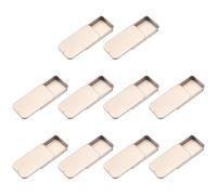 sourcing map 10Pcs Slide Top Tin Containers, Mini Metal Empty Tins Box with Sliding Lids, 2.4"x1.3"x0.4" Rectangular Storage Organizers for Lip Balm, Solid Perfume, Small Items, Rose Gold