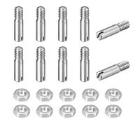sourcing map 10Pcs Slotted Cylindrical Pin, M2.5 x 8mm 304 Stainless Steel Dowel External Thread Locating Pin Slotted Screw with Nut for Cabinet Furniture Installation (GB878)