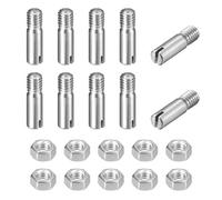 sourcing map 10Pcs Slotted Cylindrical Pin, M3 x 10mm 304 Stainless Steel Dowel External Thread Locating Pin Slotted Screw with Nut for Cabinet Furniture Installation (GB878)