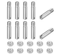 sourcing map 10Pcs Slotted Cylindrical Pin, M3 x 14mm 304 Stainless Steel Dowel External Thread Locating Pin Slotted Screw with Nut for Cabinet Furniture Installation (GB878)