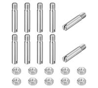 sourcing map 10Pcs Slotted Cylindrical Pin, M3 x 16mm 304 Stainless Steel Dowel External Thread Locating Pin Slotted Screw with Nut for Cabinet Furniture Installation (GB878)