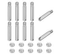 sourcing map 10Pcs Slotted Cylindrical Pin, M3 x 18mm 304 Stainless Steel Dowel External Thread Locating Pin Slotted Screw with Nut for Cabinet Furniture Installation (GB878)
