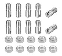 sourcing map 10Pcs Slotted Cylindrical Pin, M3 x 5mm 304 Stainless Steel Dowel External Thread Locating Pin Slotted Screw with Nut for Cabinet Furniture Installation (GB878)