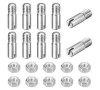 sourcing map 10Pcs Slotted Cylindrical Pin, M4 x 12mm 304 Stainless Steel Dowel External Thread Locating Pin Slotted Screw with Nut for Cabinet Furniture Installation (GB878)