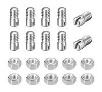sourcing map 10Pcs Slotted Cylindrical Pin, M4 x 5mm 304 Stainless Steel Dowel External Thread Locating Pin Slotted Screw with Nut for Cabinet Furniture Installation (GB878)