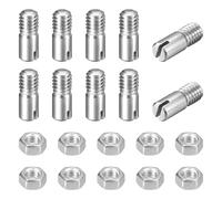 sourcing map 10Pcs Slotted Cylindrical Pin, M4 x 8mm 304 Stainless Steel Dowel External Thread Locating Pin Slotted Screw with Nut for Cabinet Furniture Installation (GB878)