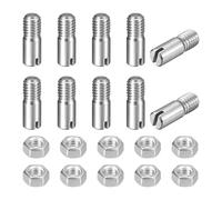 sourcing map 10Pcs Slotted Cylindrical Pin, M5 x 12mm 304 Stainless Steel Dowel External Thread Locating Pin Slotted Screw with Nut for Cabinet Furniture Installation (GB878)