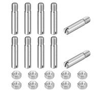 sourcing map 10Pcs Slotted Cylindrical Pin, M5 x 25mm 304 Stainless Steel Dowel External Thread Locating Pin Slotted Screw with Nut for Cabinet Furniture Installation (GB878)