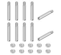 sourcing map 10Pcs Slotted Cylindrical Pin, M5 x 35mm 304 Stainless Steel Dowel External Thread Locating Pin Slotted Screw with Nut for Cabinet Furniture Installation (GB878)