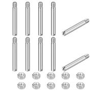 sourcing map 10Pcs Slotted Cylindrical Pin, M5 x 40mm 304 Stainless Steel Dowel External Thread Locating Pin Slotted Screw with Nut for Cabinet Furniture Installation (GB878)